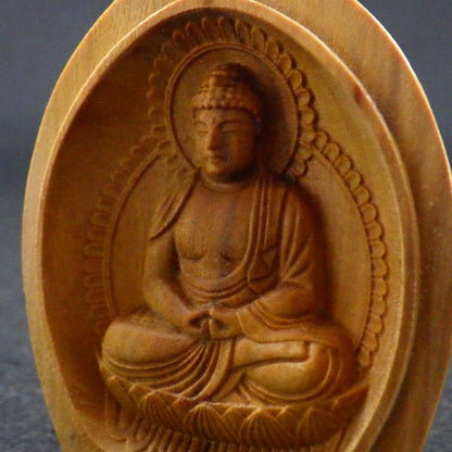 白檀香合仏　開運十二支御守本尊（戌（いぬ）・亥（いのしし）　阿弥陀如来）●金色巾着付×5コまとめ買い