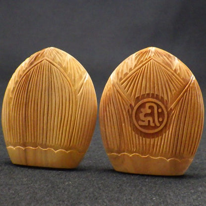 白檀香合仏　開運十二支御守本尊（戌（いぬ）・亥（いのしし）　阿弥陀如来）●金色巾着付×5コまとめ買い