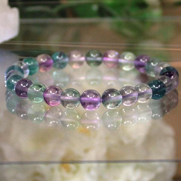 A級フローライトブレスレット8mm【巾着付き】