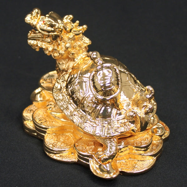 銅製 金彩龍亀