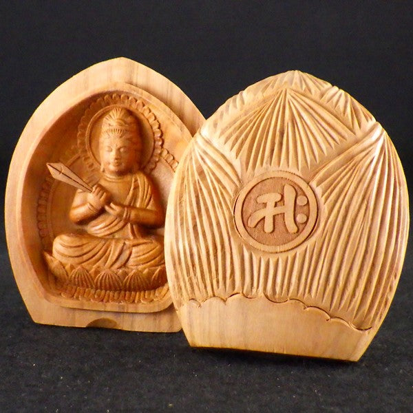 白檀香合仏　開運十二支御守本尊（午（うま・ウマ・馬）　勢至菩薩）●金色巾着付