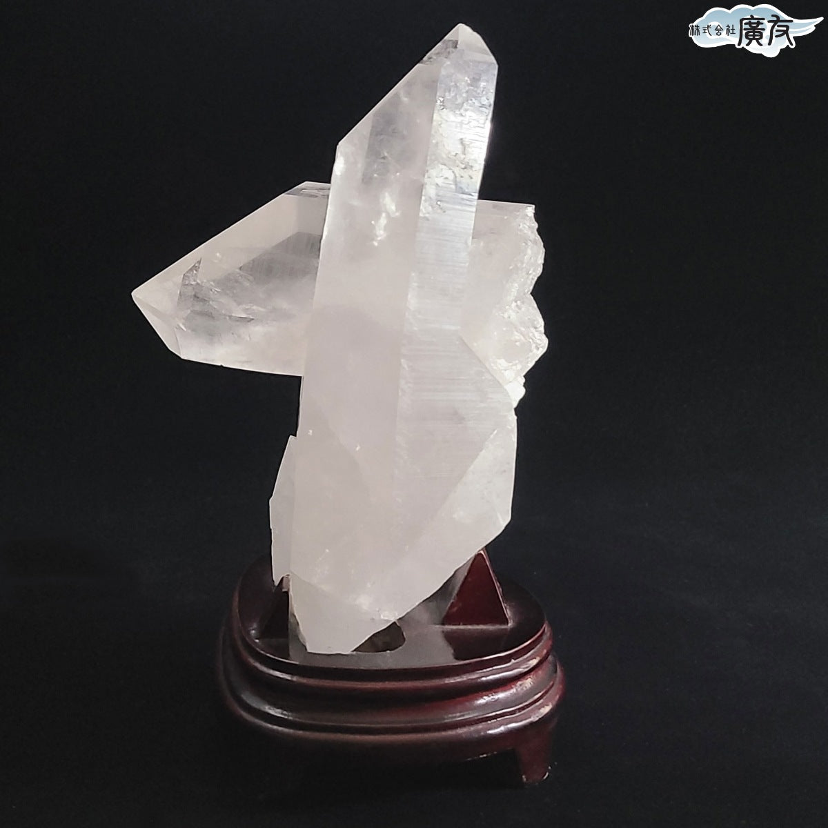 天然水晶ポイント2550g 台付き 現物販売 (廣友)【新商品】