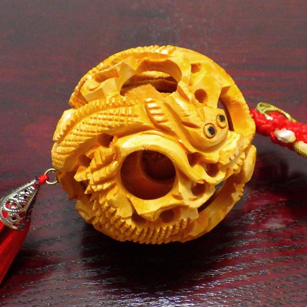 中国結 双龍彫り天球(大)