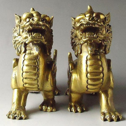 銅製「有角古代ヒキュウ(貔貅)(一対)(Cタイプ)」