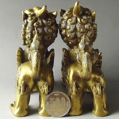銅製「有角古代ヒキュウ(貔貅)(一対)(Cタイプ)」
