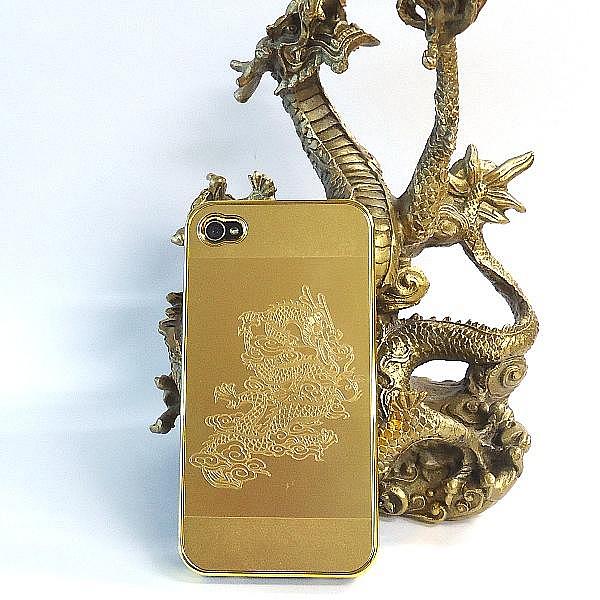 風水龍アイフォンケース（iphone4s/4）(金)（単龍）