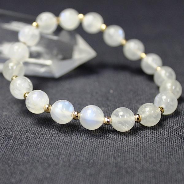 18金ゴールド使用AAA級ロイヤルブルームーンストーンブレスレット8mm【高級ケース付き】