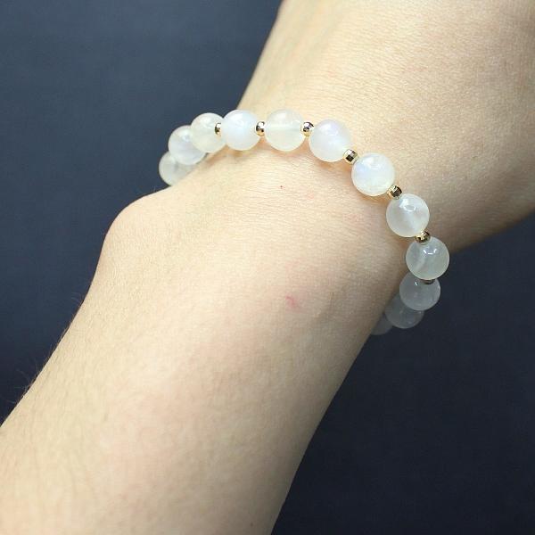 18金ゴールド使用AAA級ロイヤルブルームーンストーンブレスレット8mm【高級ケース付き】