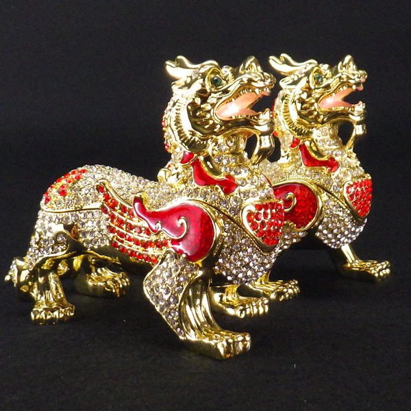 ラインストーン 古代ヒキュウ 貔貅 雌雄一対 Rタイプ