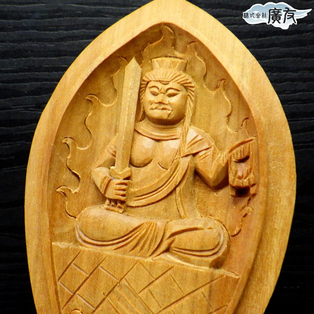 白檀香合仏　開運十二支御守本尊（酉（とり・トリ・鶏）　不動明王）(小)●金色巾着付