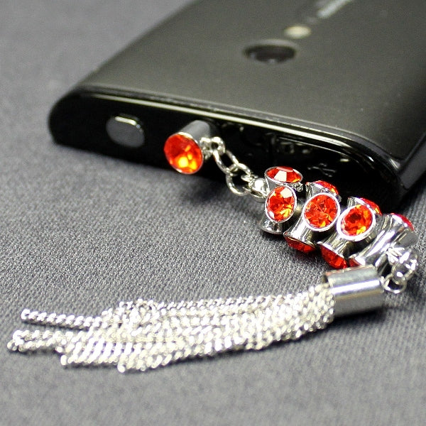 スマホ用フォンピアス（橙）（チェーンタイプB）