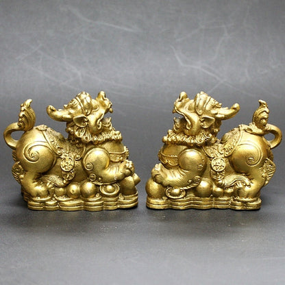 銅製「元宝貔貅(ヒキュウ)(一対)」