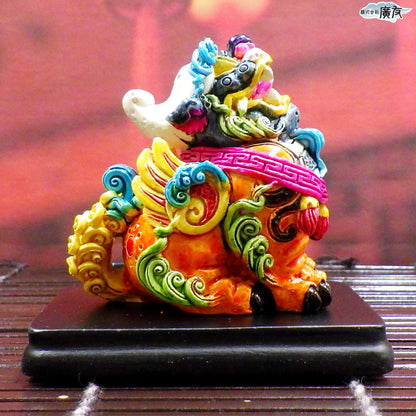 樹脂製ラッキーカラー旺財貔貅（ヒキュウ）（ミニ）台座付き