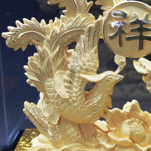 銅箔金メッキ製　開運龍鳳(龍鳳呈祥)(ケース付)