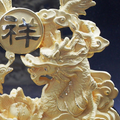 銅箔金メッキ製　開運龍鳳(龍鳳呈祥)(ケース付)