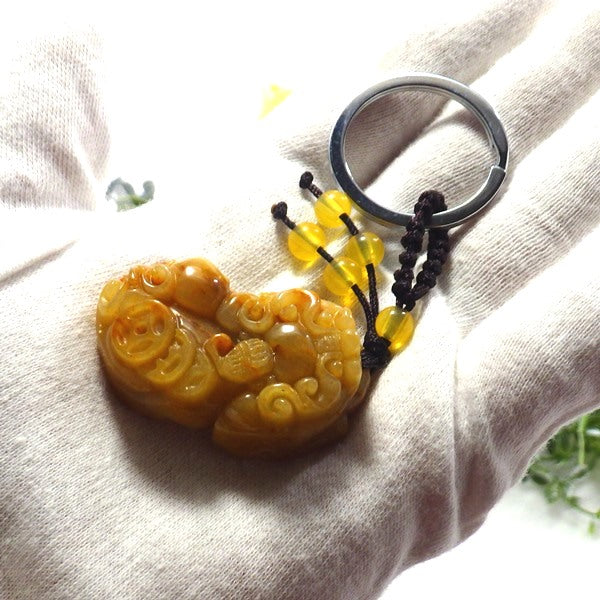 風水 根付け 黄玉 貔貅 ヒキュウ【再入荷新商品】
