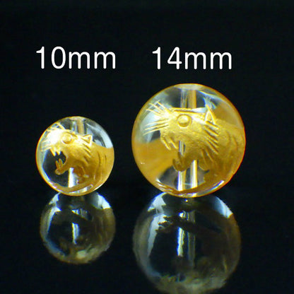 パワーストーン パーツ 水晶 虎金彫り 10～10.9mm 一粒売り バラ売り