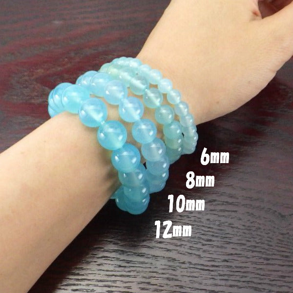 AA級 シーブルーカルセドニー ブレスレット 12mm 【高級ケース付き】