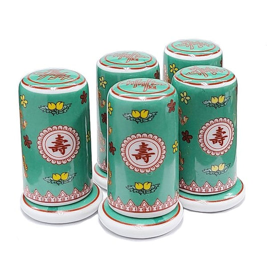 5個まとめ買い 景徳鎮 爪楊枝入れ(緑)【訳アリ 返品・交換不可】