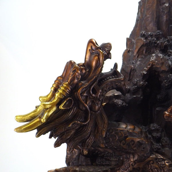 銅製 上山龍 特大●人工水晶50mm玉×1個