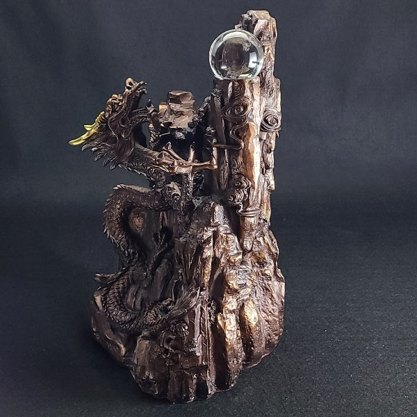 銅製 上山龍 特大●人工水晶50mm玉×1個