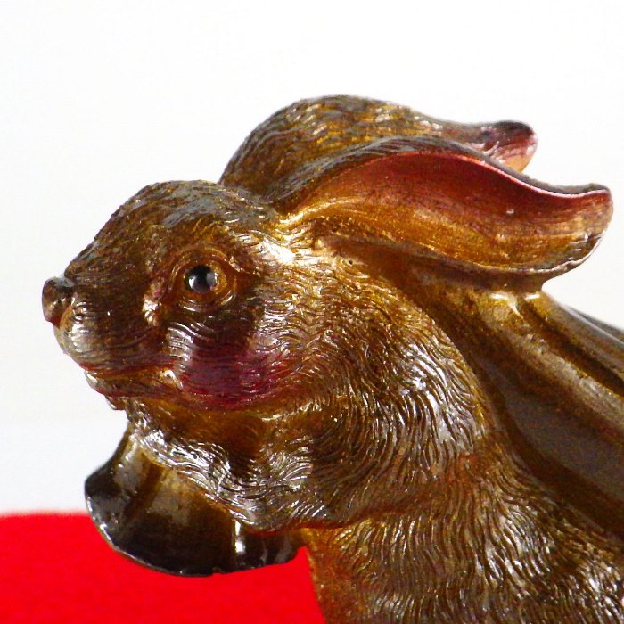 開運祈願干支の置物 金運祈願の卯（うさぎ・兎・ウサギ）○赤色