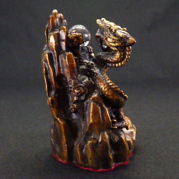 銅製「金龍上山」●天然水晶20mm玉×1個