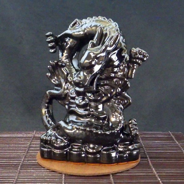 招財福煙黒龍倒流香炉 倒流香付