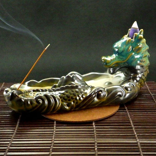 福煙雲海青龍倒流香炉 倒流香付