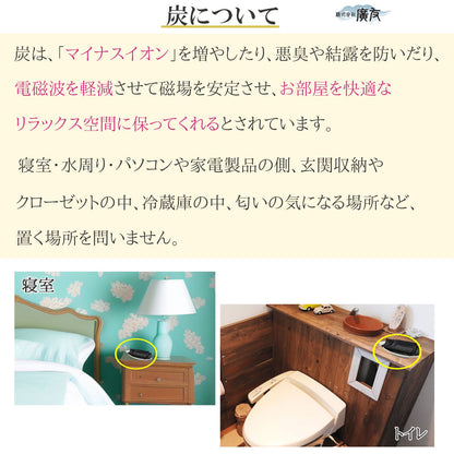 殺気の方位に置き 空間を清める 風水の炭●炭×3本●リーフ型容器×1個