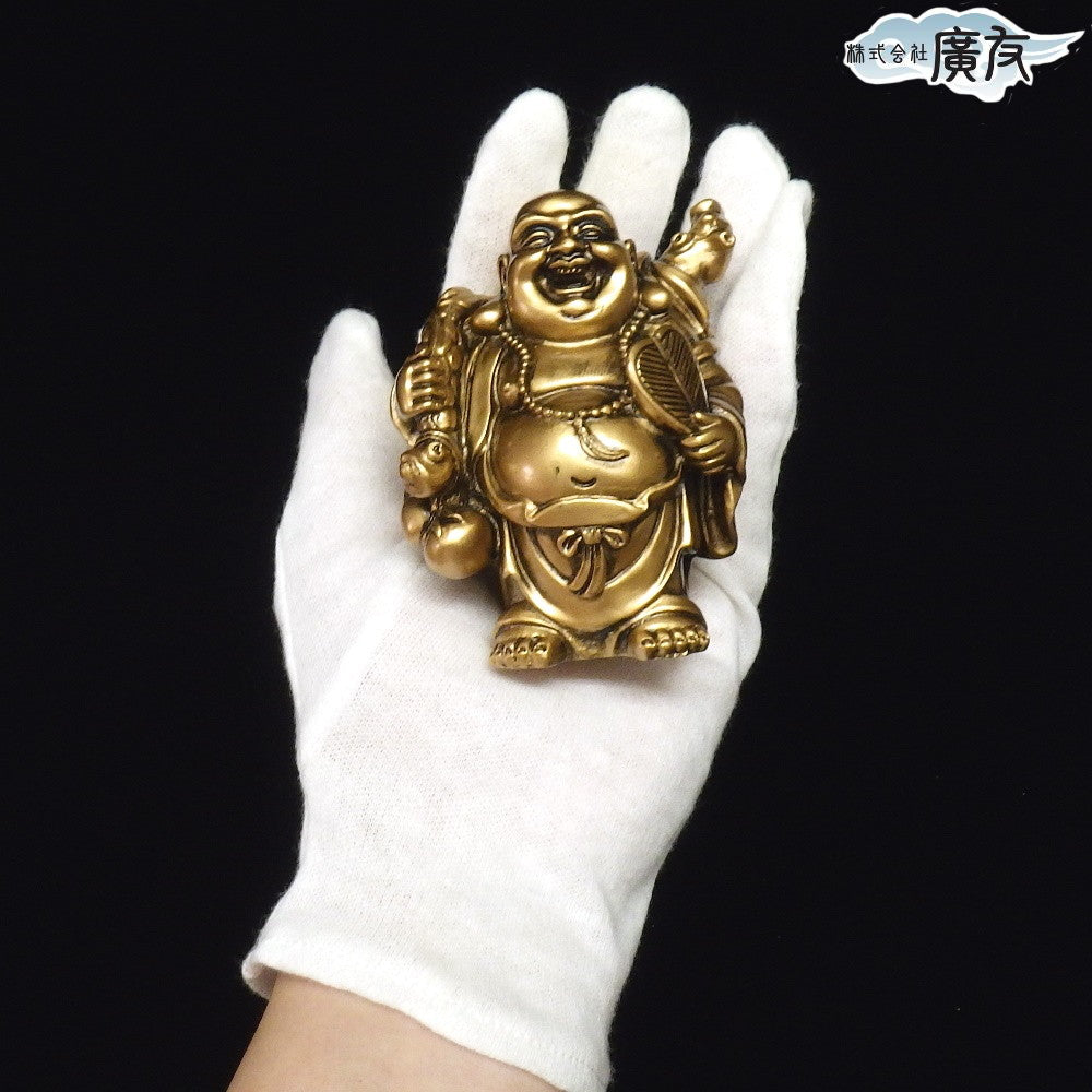 陶器製 布袋像 金色座布団付 陶器製 布袋像 金色座布団付