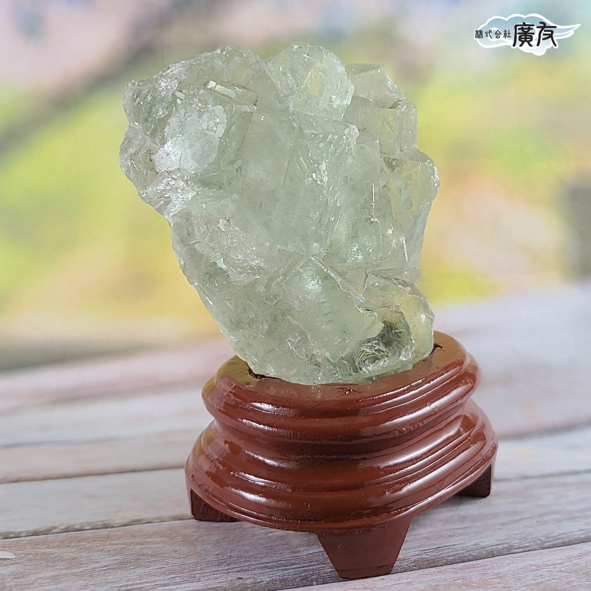 グリーンフローライト原石　台座付き フローライト970g台付 現物販売(廣友)【新商品】 – 株式会社廣友