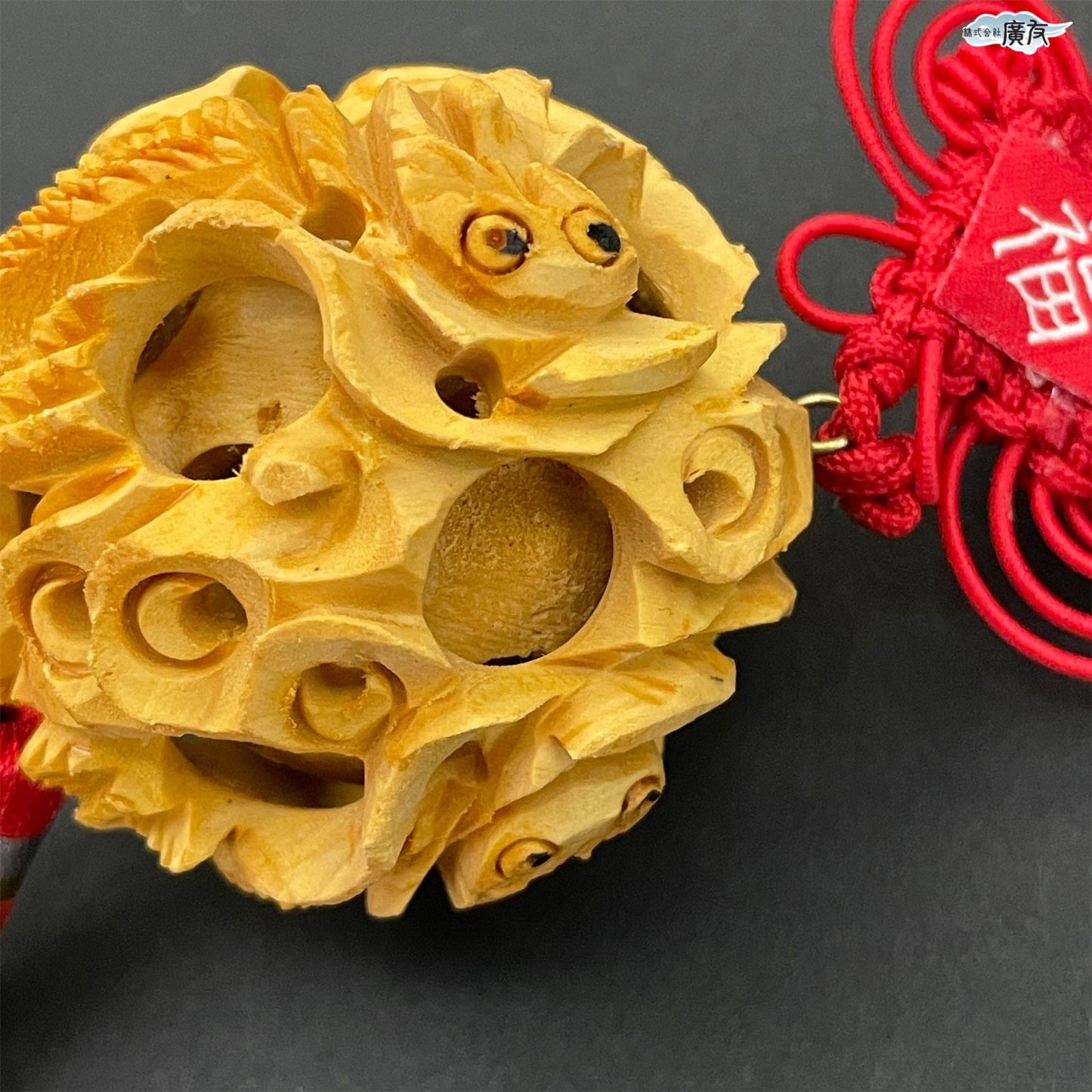 中国結 双龍彫り天球(大)
