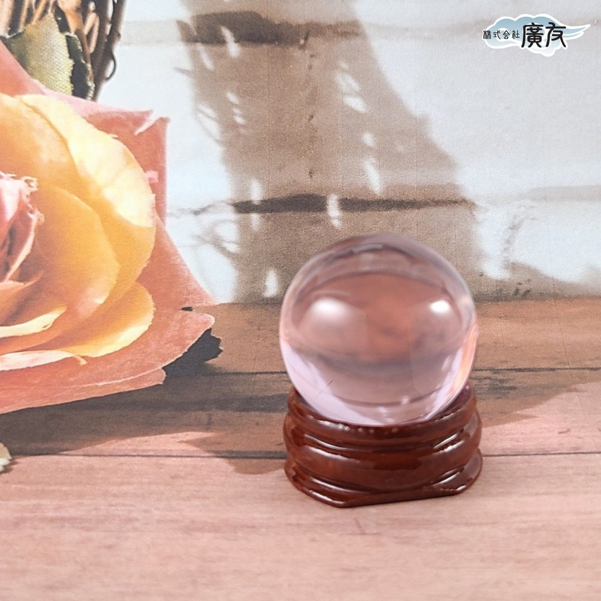 5個まとめ買いセット 合成クリスタル 30mm 丸玉 (3.ローズクォツ色)【新商品】