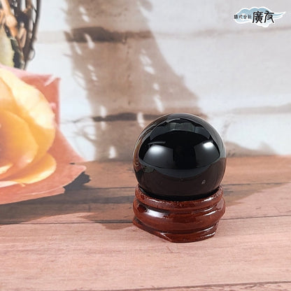 5個まとめ買いセット 合成クリスタル 30mm 丸玉 (4.モリオン色)【新商品】