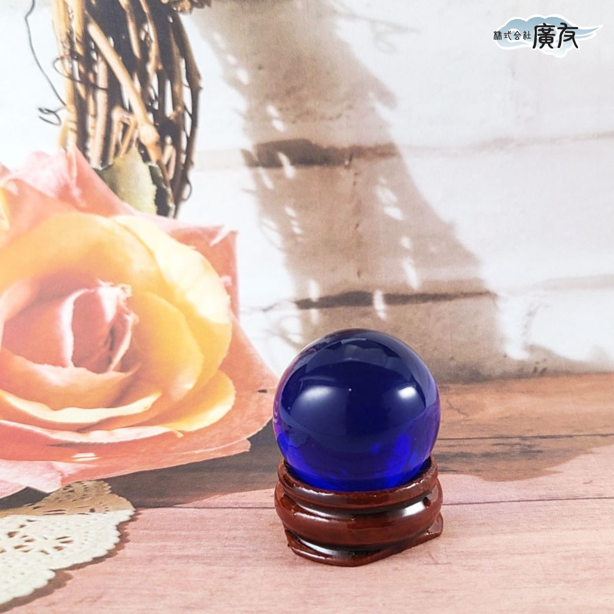 5個まとめ買いセット 合成クリスタル 30mm 丸玉 (8.サファイア色)【新商品】