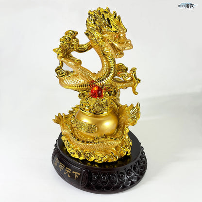 樹脂製 富甲天下財盆龍