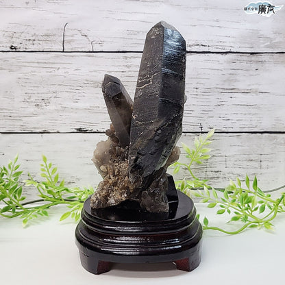 モリオン 黒水晶 原石910g 台付き 現物販売【新商品】