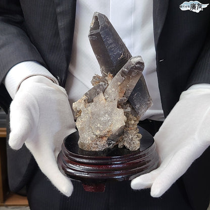 モリオン 黒水晶 原石910g 台付き 現物販売【新商品】