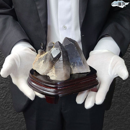 モリオン 黒水晶 原石919g 台付き 現物販売【新商品】