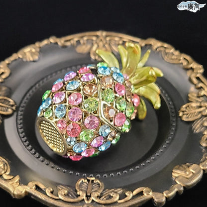 ラインストーン パイナップル 虹色 中【新商品】