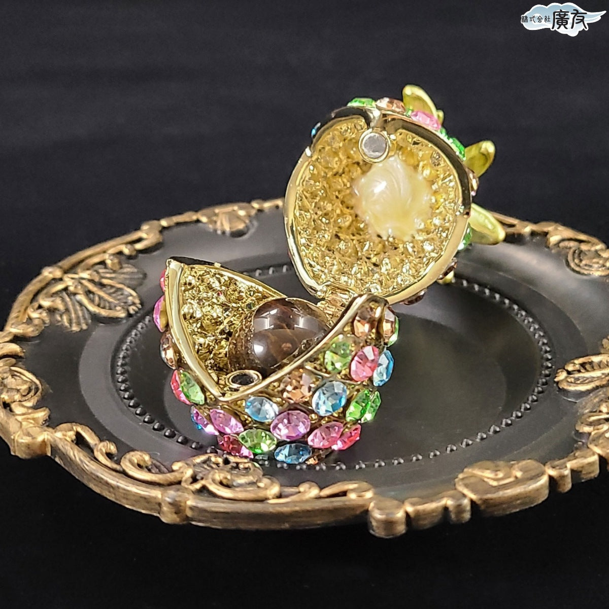 ラインストーン パイナップル 虹色 中【新商品】