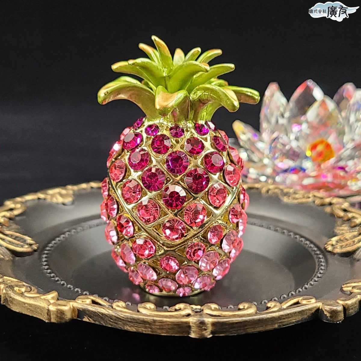 ラインストーン パイナップル ピンク色 中【新商品】