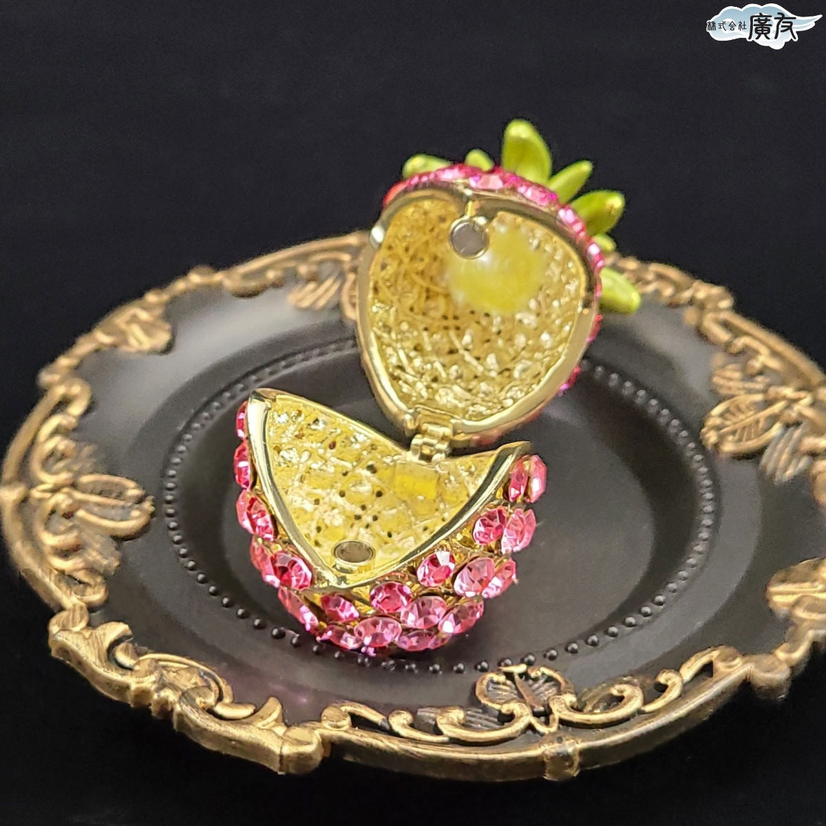 ラインストーン パイナップル ピンク色 中【新商品】