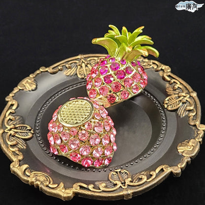 ラインストーン パイナップル ピンク色 中【新商品】