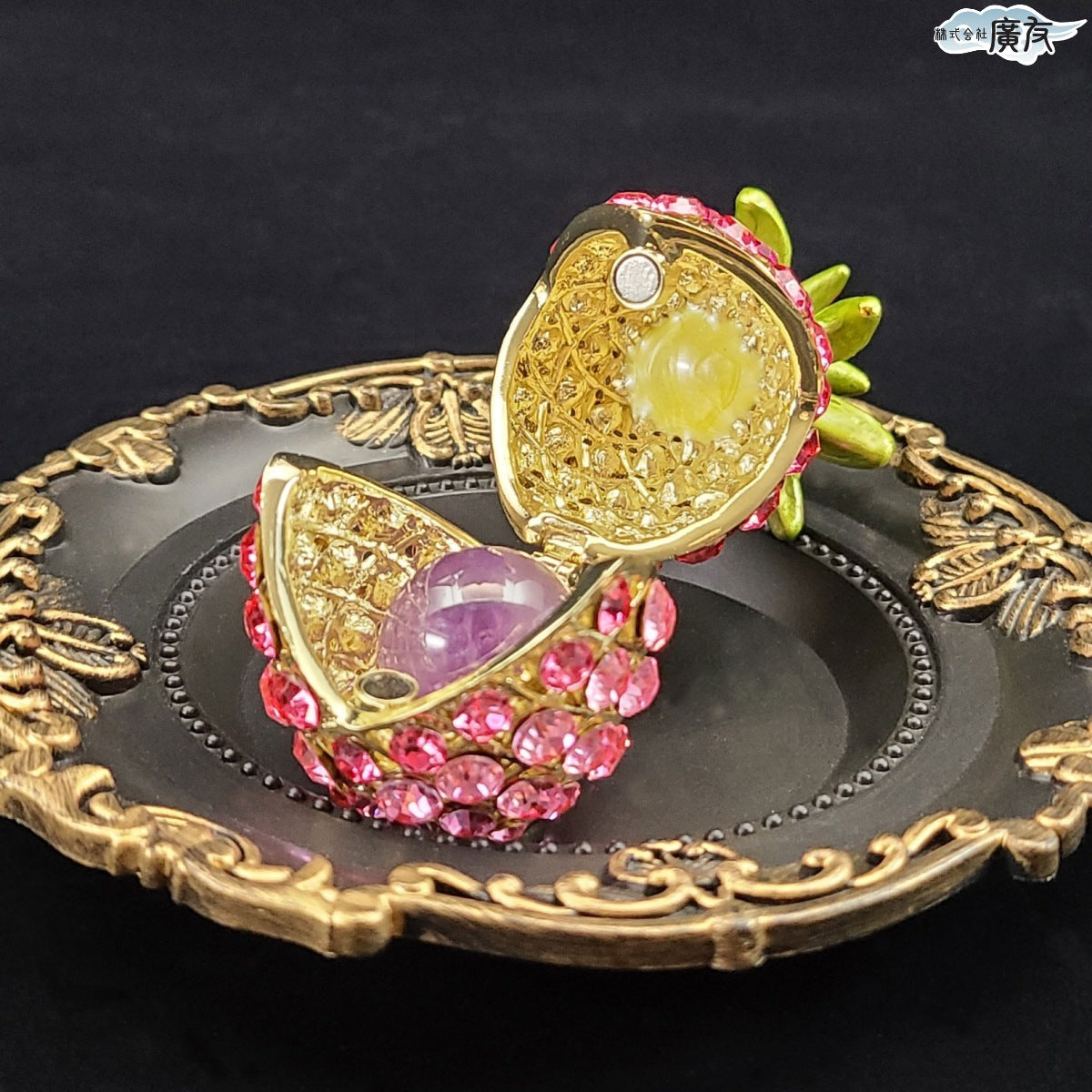 ラインストーン パイナップル ピンク色 中【新商品】