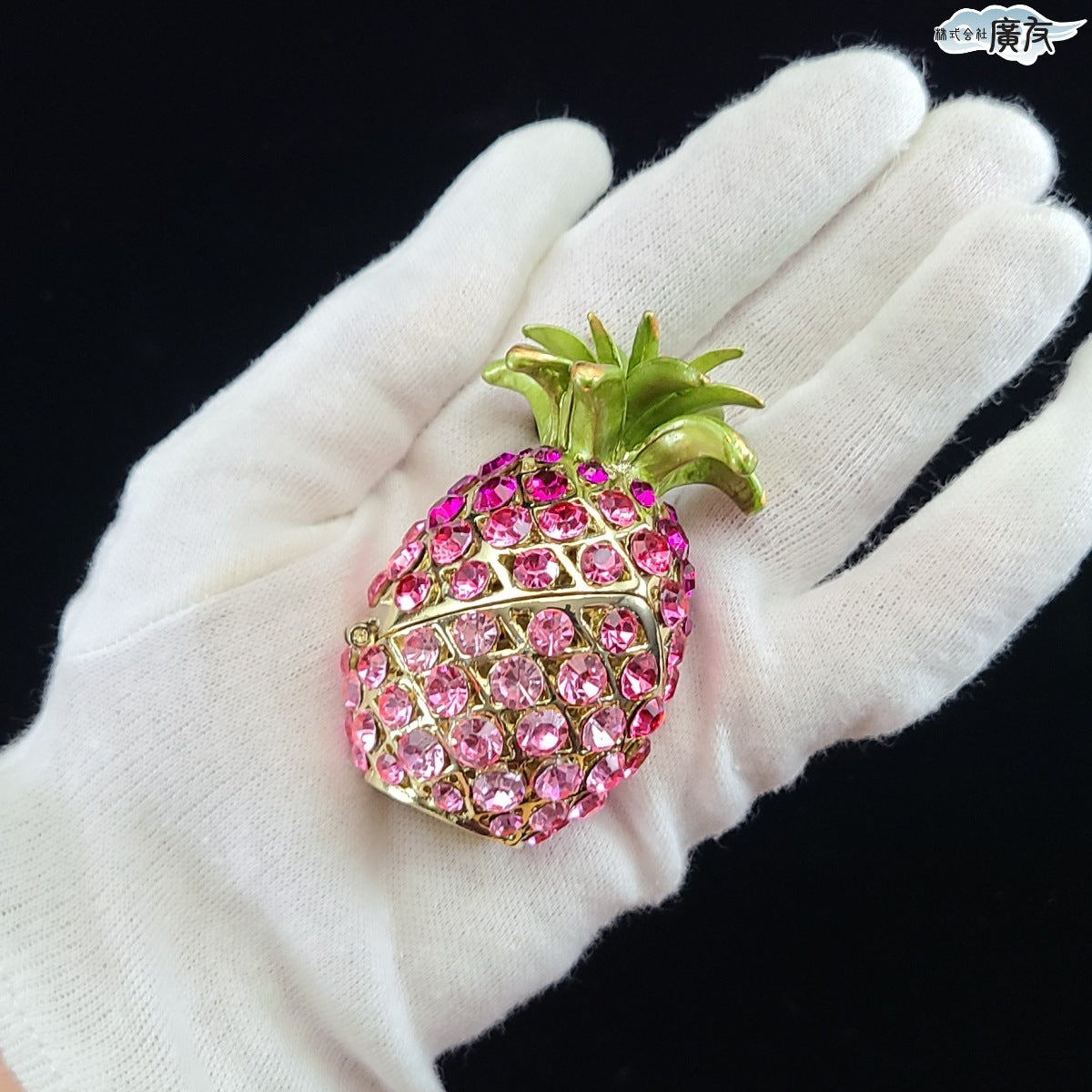 ラインストーン パイナップル ピンク色 中【新商品】