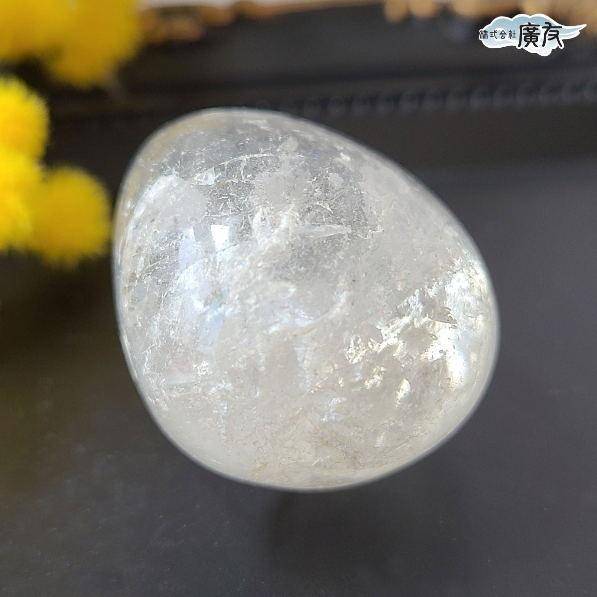 水晶握り石43g-1 現物販売 金色巾着付【新商品】