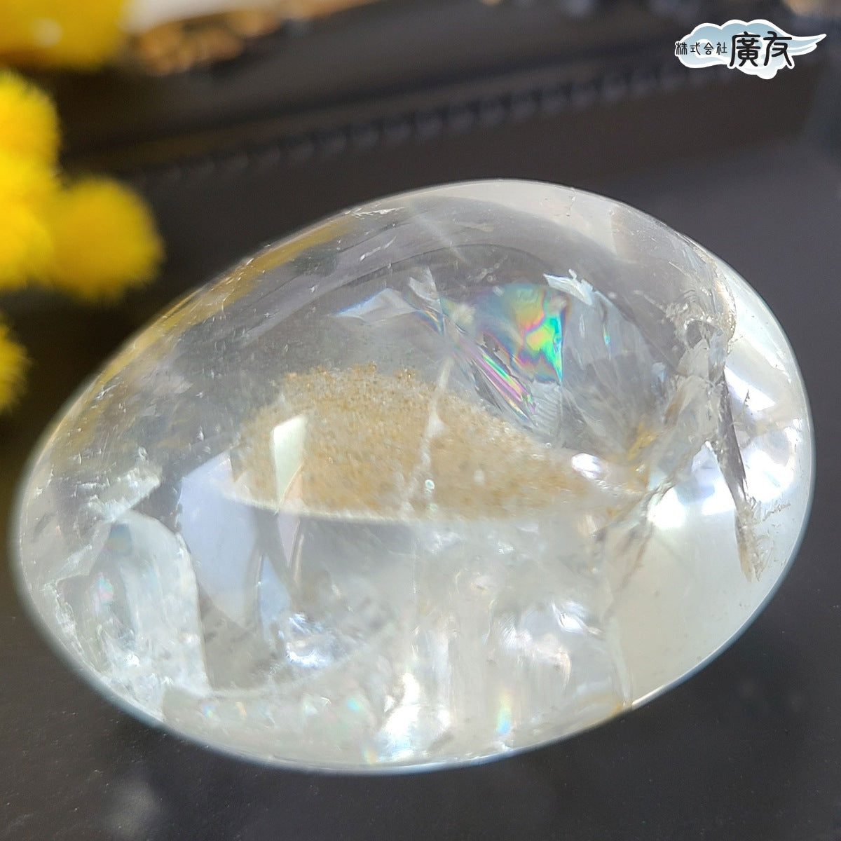 水晶握り石45g-1 現物販売 金色巾着付【新商品】