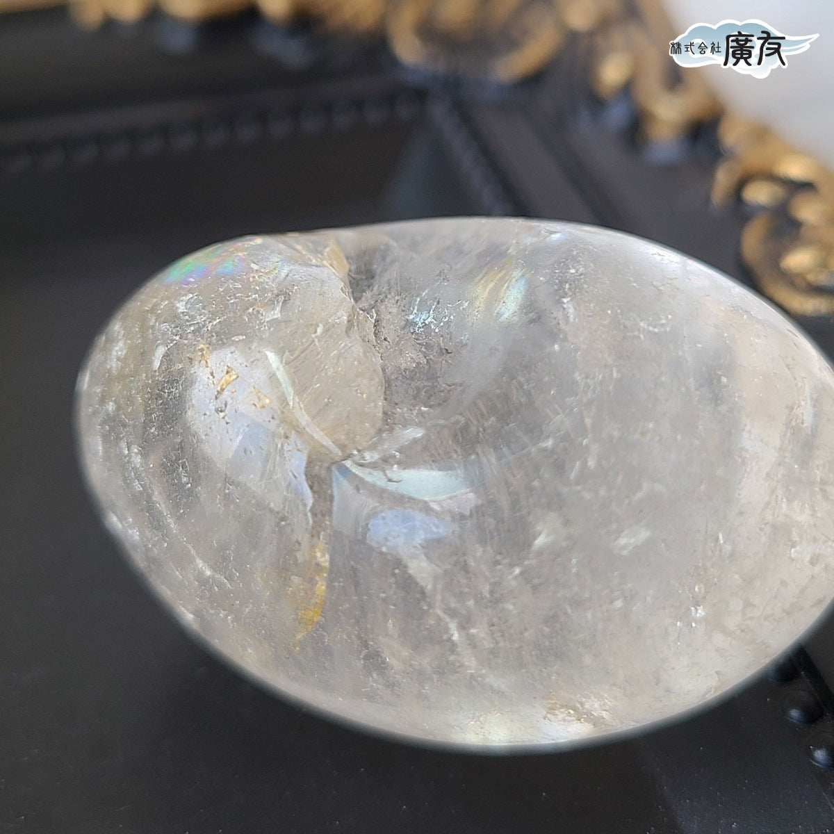 水晶握り石47g 現物販売 金色巾着付【新商品】